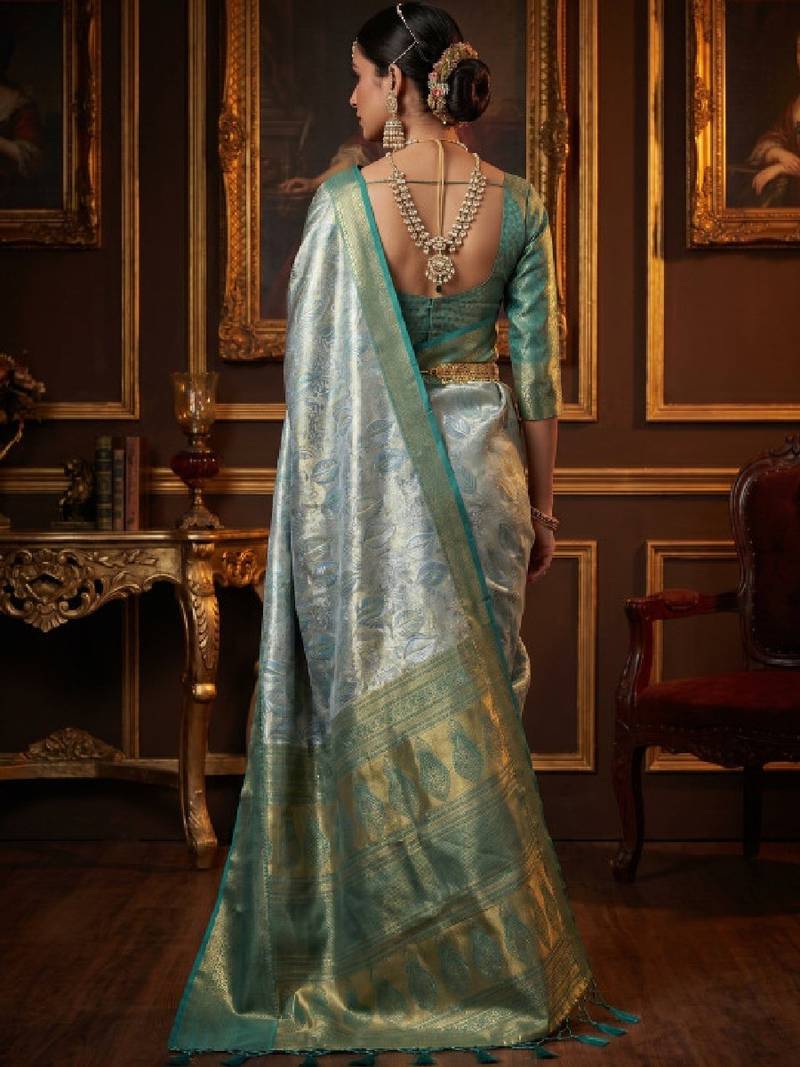 Ethnic motifs zari art silk handloom kanjeevaram saree