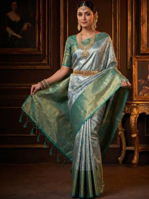 Ethnic motifs zari art silk handloom kanjeevaram saree 3