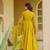 Mustard yellow viscose chanderi embroidered suit set