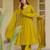 Mustard yellow viscose chanderi embroidered suit set