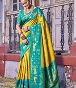 Woven design zari silk blend kanjeevaram saree