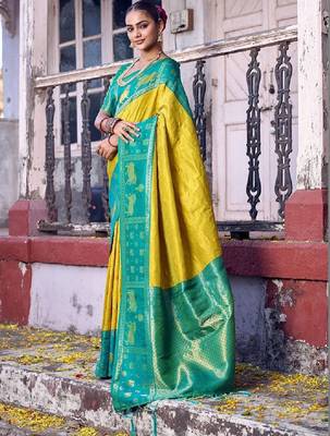 Woven design zari silk blend kanjeevaram saree 2