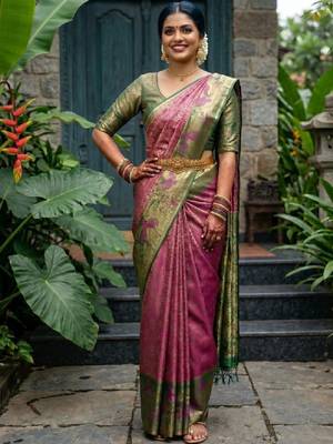 Woven design zari art silk designer kanjeevaram saree 4