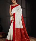 Women zari woven pure silk kanjeevaram saree with contrast pallu