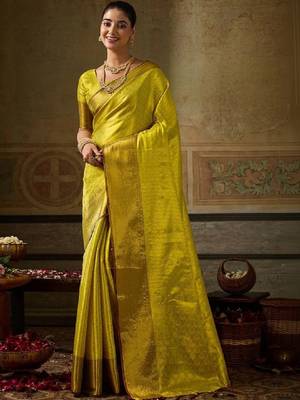 Woven design zari silk blend designer kanjeevaram saree 1