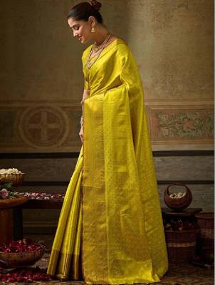 Woven design zari silk blend designer kanjeevaram saree 2