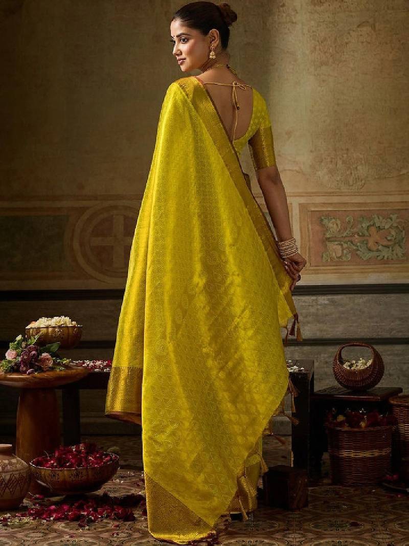 Woven design zari silk blend designer kanjeevaram saree