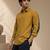 Mustard and blue muslin cotton printed shirt