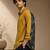 Mustard and blue muslin cotton printed shirt