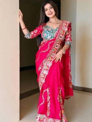 Embellished embroidered art silk kanjeevaram saree 1