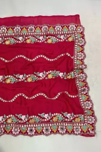 Embellished embroidered art silk kanjeevaram saree