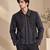 Black and blue linen bomber jacket