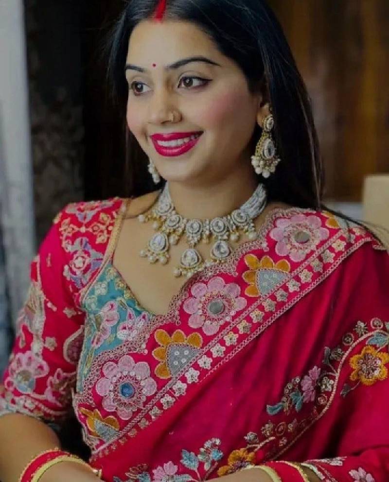 Embellished embroidered art silk kanjeevaram saree