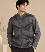 Charcoal grey malai cotton bomber jacket