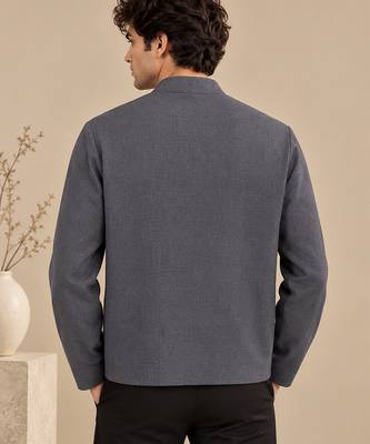 Charcoal grey malai cotton bomber jacket 2