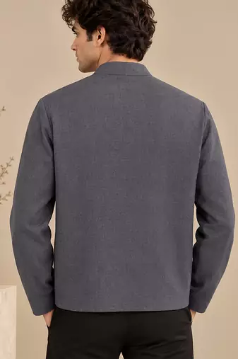 Charcoal grey malai cotton bomber jacket