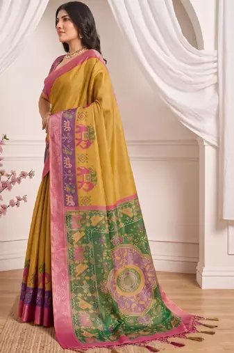 Kalamkari aari work silk blend designer kanjeevaram saree