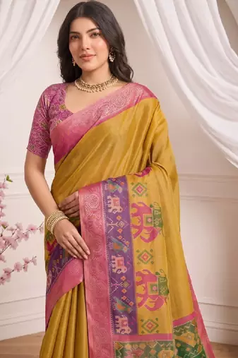Kalamkari aari work silk blend designer kanjeevaram saree