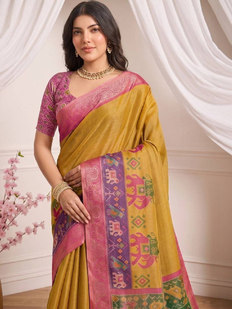 Kalamkari aari work silk blend designer kanjeevaram saree