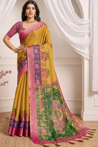 Kalamkari aari work silk blend designer kanjeevaram saree