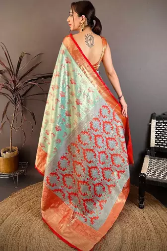 Floral zari silk blend designer kanjeevaram saree