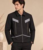 Black and grey malai cotton bomber jacket