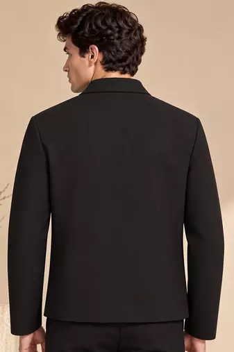 Black and grey malai cotton bomber jacket