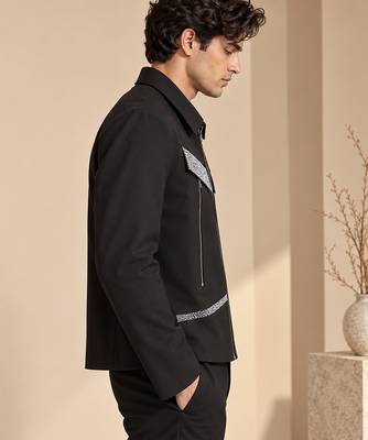 Black and grey malai cotton bomber jacket 5