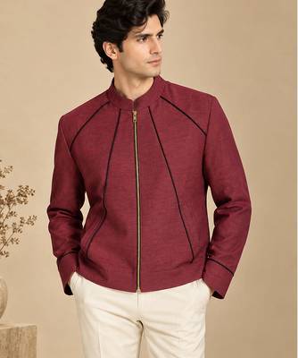 Maroon and black malai cotton bomber jacket 1
