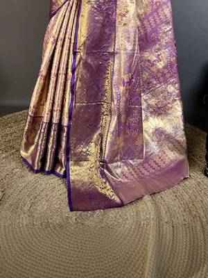 Paisley zari silk blend designer kanjeevaram saree 4