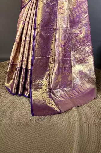 Paisley zari silk blend designer kanjeevaram saree