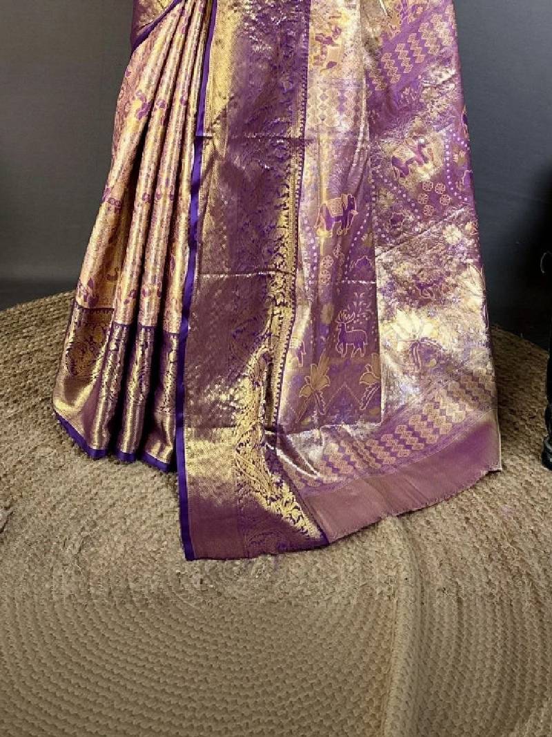 Paisley zari silk blend designer kanjeevaram saree
