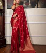 Woven design zari silk blend kanjeevaram saree