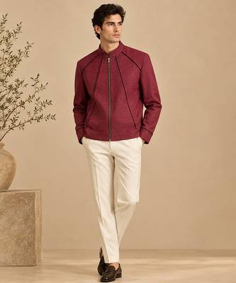 Maroon and black malai cotton bomber jacket 2