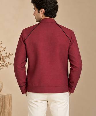 Maroon and black malai cotton bomber jacket 3