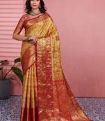 Woven design zari silk blend designer kanjeevaram saree