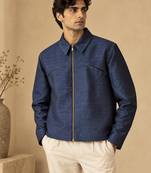 Indigo blue bemberg silk bomber jacket