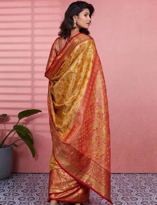 Woven design zari silk blend designer kanjeevaram saree 2