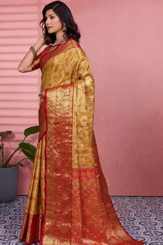 Woven design zari silk blend designer kanjeevaram saree