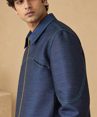 Indigo blue bemberg silk bomber jacket 3