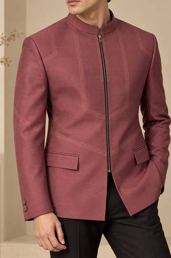 Rosewood brown cotton silk bandhgala