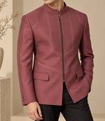 Rosewood brown cotton silk bandhgala