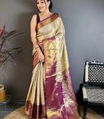 Woven design zari silk blend designer kanjeevaram saree