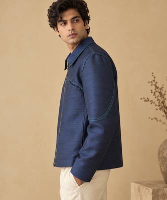 Indigo blue bemberg silk bomber jacket 5
