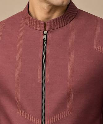 Rosewood brown cotton silk bandhgala 2