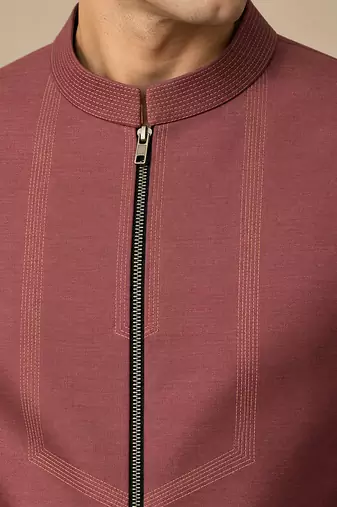 Rosewood brown cotton silk bandhgala
