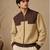 Chestnut brown and beige matka cotton bomber jacket