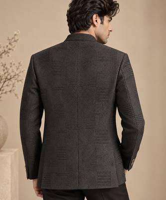 Black chanderi bemberg silk bandhgala 4