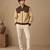 Chestnut brown and beige matka cotton bomber jacket