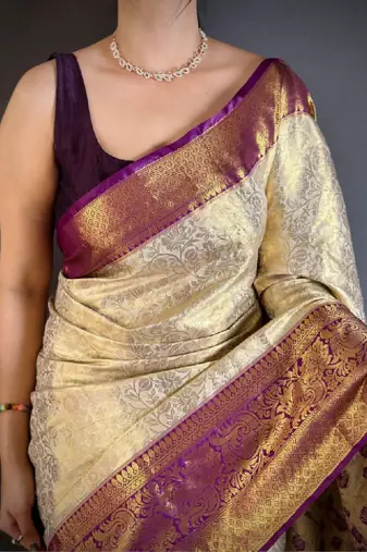 Woven design zari silk blend designer kanjeevaram saree